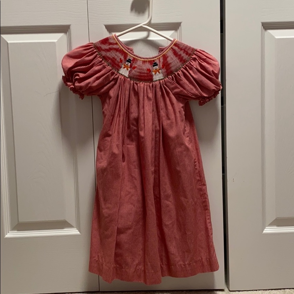 Snowman smocked dress